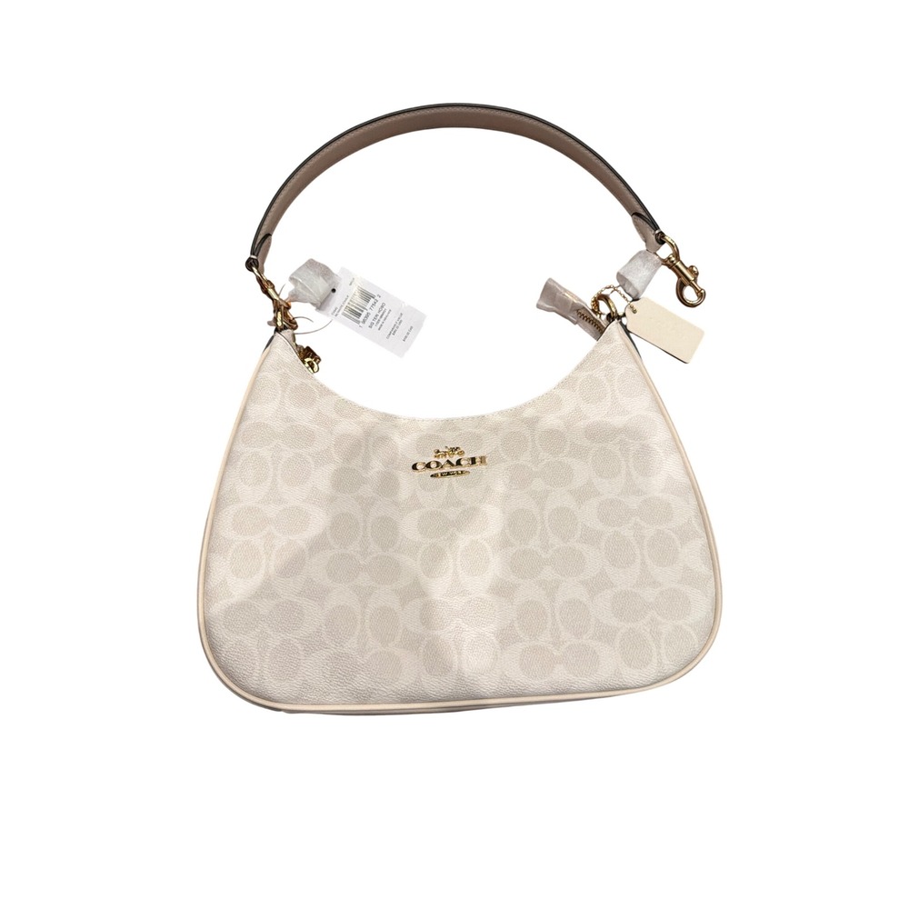 Coach Teri Hobo Bag Signature Canvas White Chalk CV940 Shoulder Bag NWT